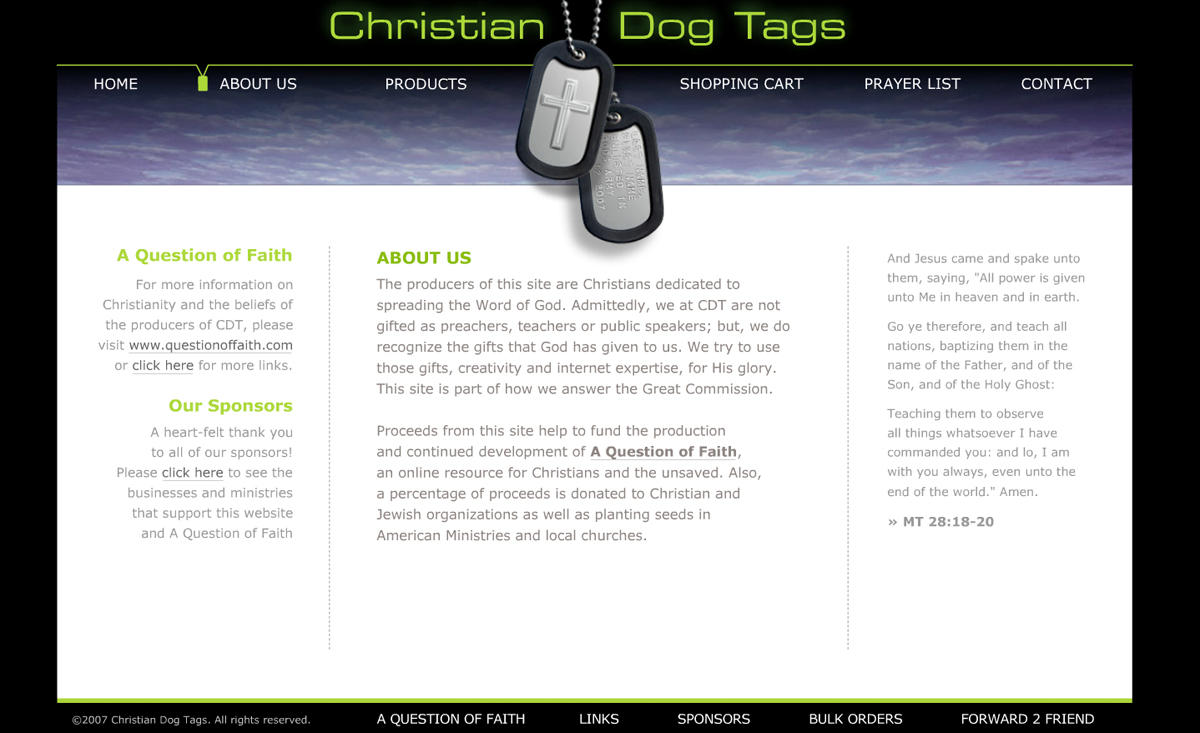 Christian Dog Tags, Religious Apparel