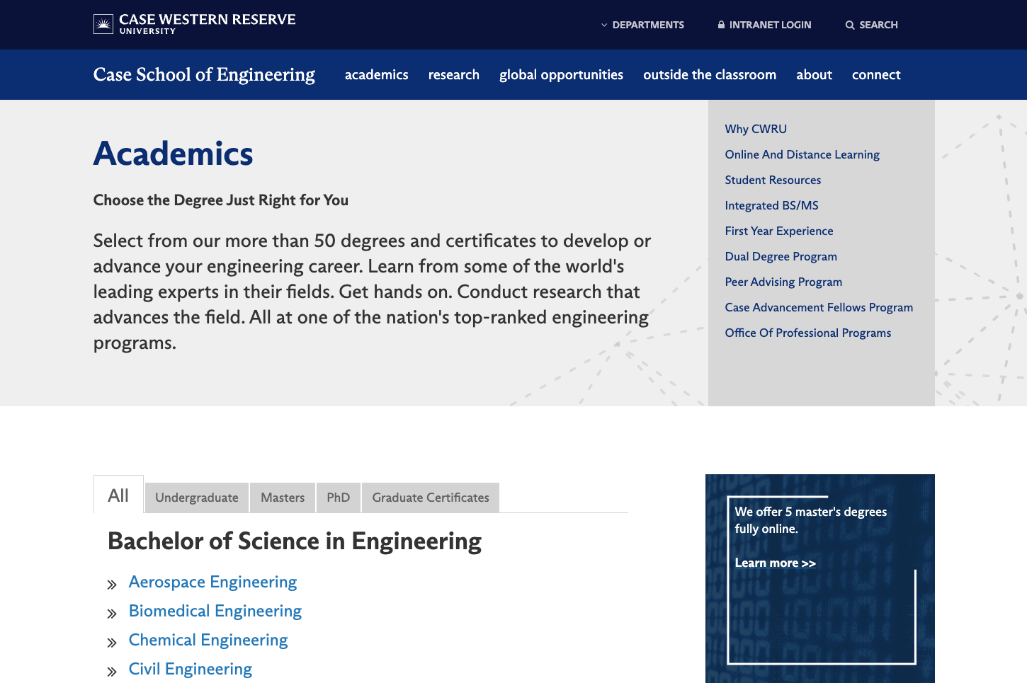 Case Western Reserve University School of Engineering website