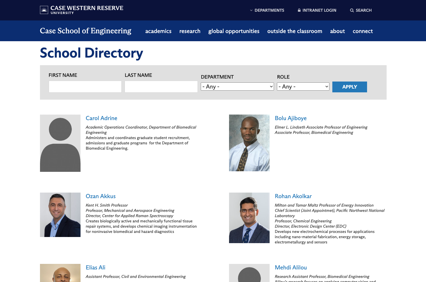 Case Western Reserve University School of Engineering website